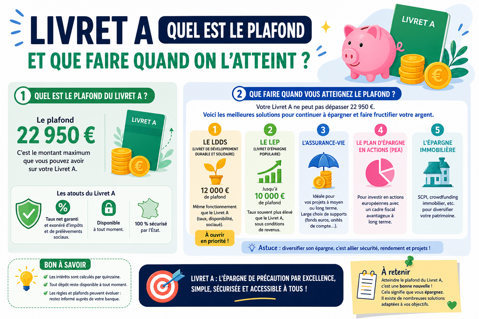 Infographie : Quel est le plafond pour un livret A et que faire quand on l'atteint ?
